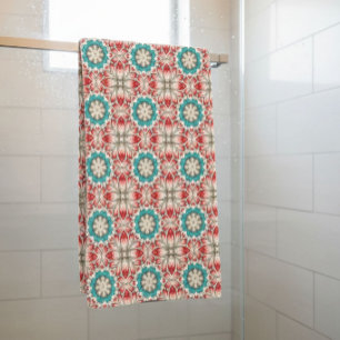 Red White And Teal Bath Towel Set
