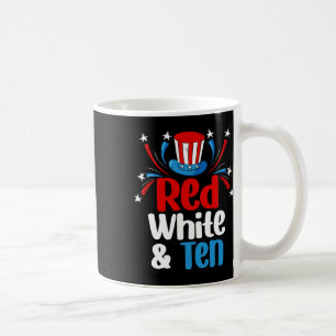Red White And Ten 4th Of July 10th Birthday Indepe Coffee Mug