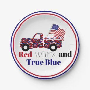 Red white and true blue paper plate
