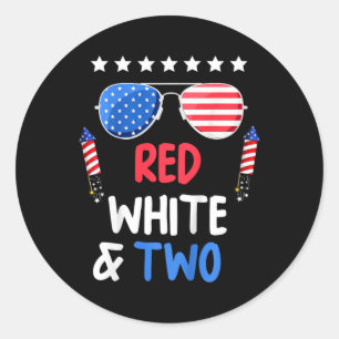 Red White And Two 2nd Birthday 4th Of July Indepen Classic Round Sticker