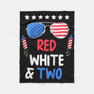 Red White And Two 2nd Birthday 4th Of July Indepen Fleece Blanket