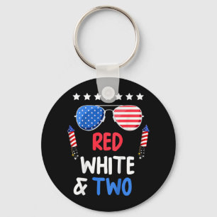 Red White And Two 2nd Birthday 4th Of July Indepen Key Ring
