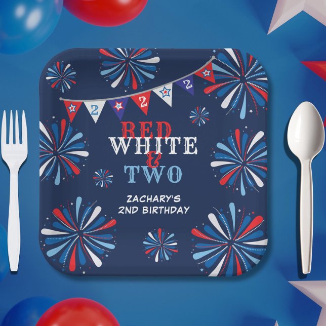 Red White and TWO 2nd Birthday Paper Plate (Creator Uploaded)