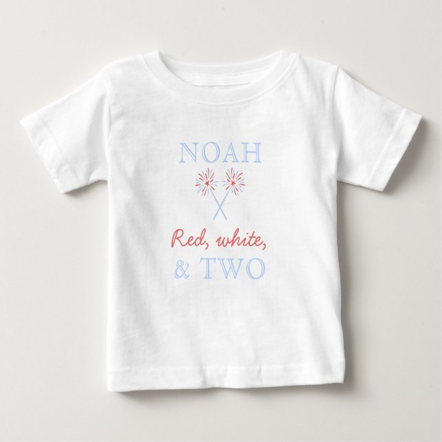 Red White and Two 2nd Birthday T-Shirt (Front)