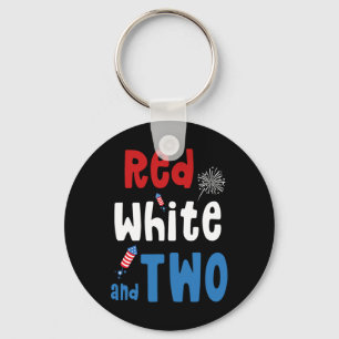 Red White And Two Birthday 4th Of July American 2n Key Ring
