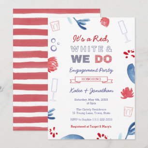 Red White And We Do  Co-ed Shower Engagement Party Invitation