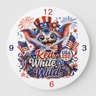 Red White and Wild (keepsake) Large Clock