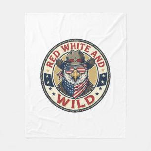 Red White And Wild Patriotic Patriotic Animal Vint Fleece Blanket