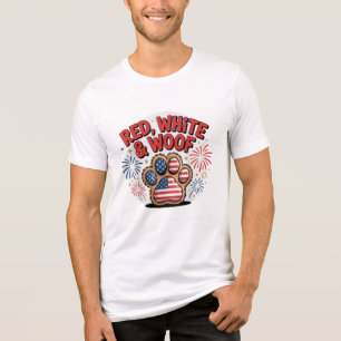 Red White And Woof Funny 4th Of July Dog Tri-Blend Shirt