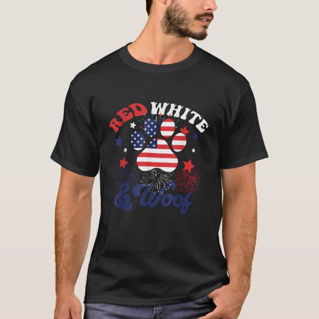 Red White And Woof Patriotic Dog Lover USA Flag 4t T-Shirt (Front)