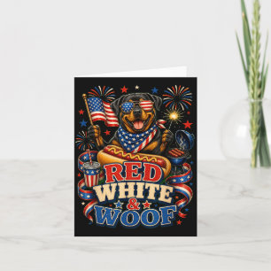 Red White And Woof Patriotic Rottweiler Dog July Card