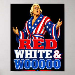 Red White And Wooooo 4th Of July Patriotic Funny Poster