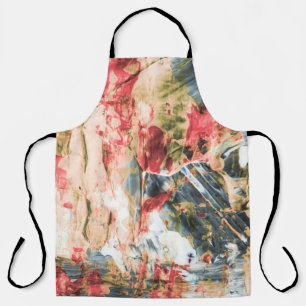 Red white and yellow abstract painting apron