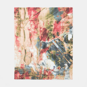 Red white and yellow abstract painting fleece blanket