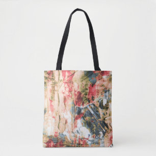 Red white and yellow abstract painting tote bag