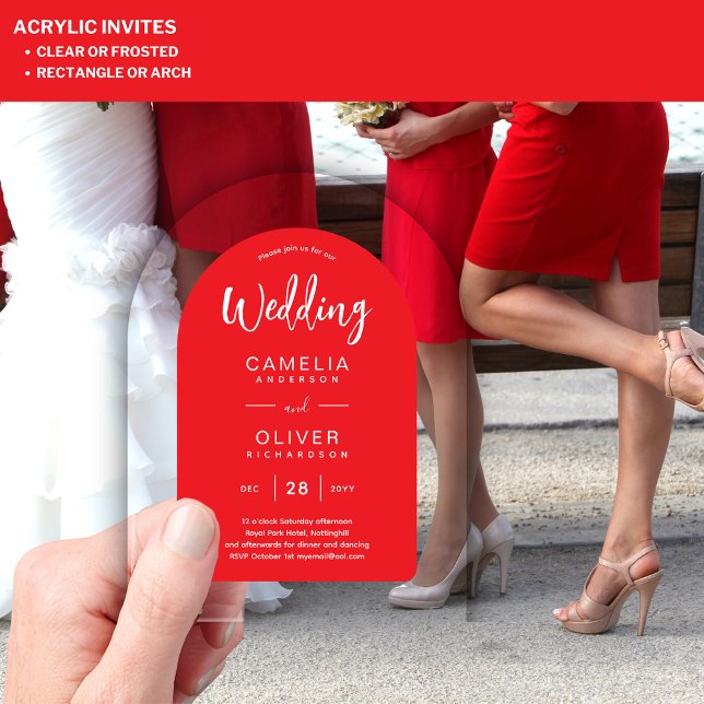 Red White Arch Acrylic Wedding Invites Modern Invitations (Creator Uploaded)