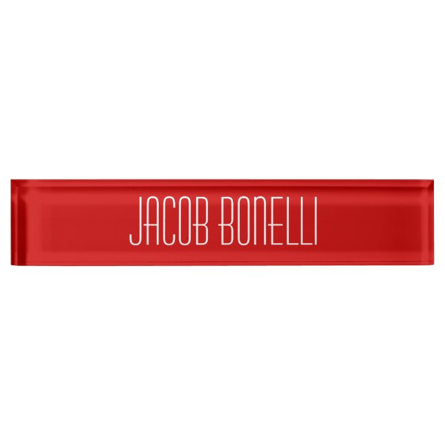 Red White Attractive Charming Business Nameplate (Front)