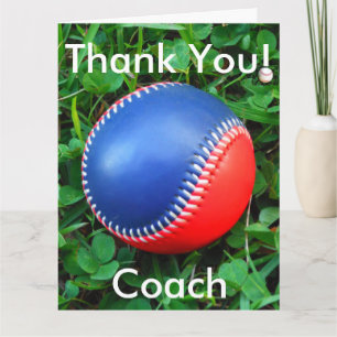 Red White & B Baseball custom thank you card