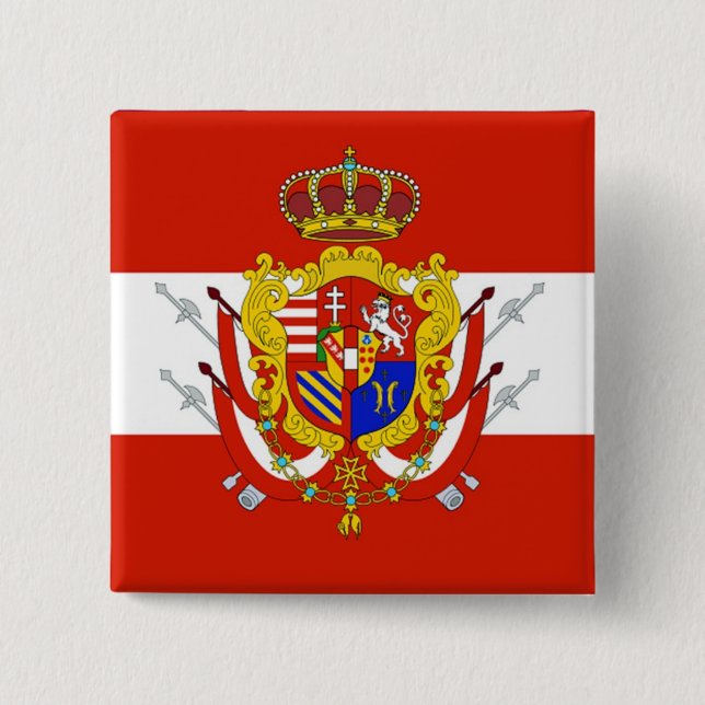 Red White Banner Grand Duchy of Tuscany 15 Cm Square Badge (Front)