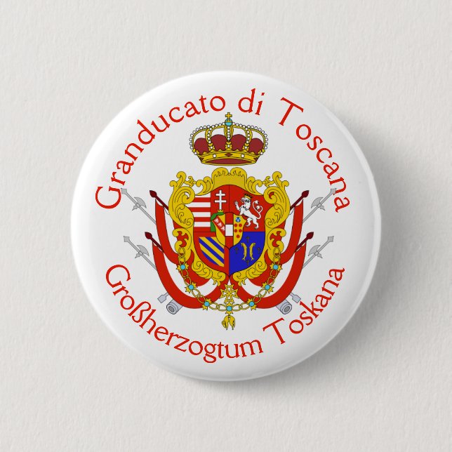 Red White Banner Grand Duchy of Tuscany 6 Cm Round Badge (Front)