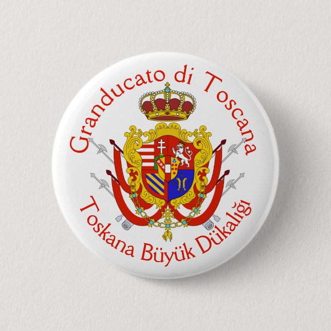 Red White Banner Grand Duchy of Tuscany 6 Cm Round Badge (Front)