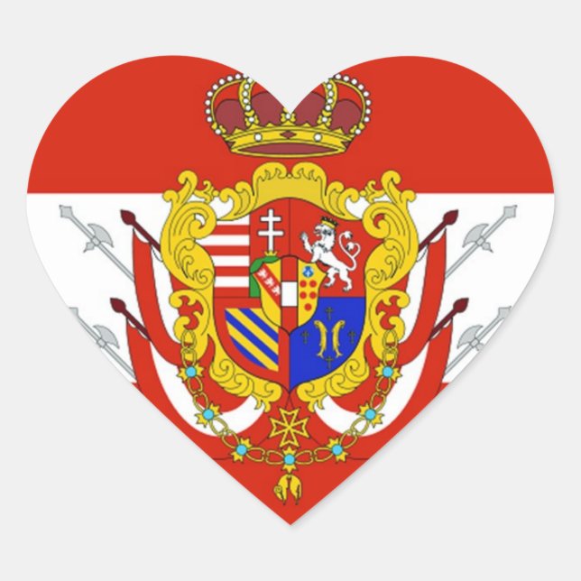 Red White Banner Grand Duchy of Tuscany Heart Sticker (Front)