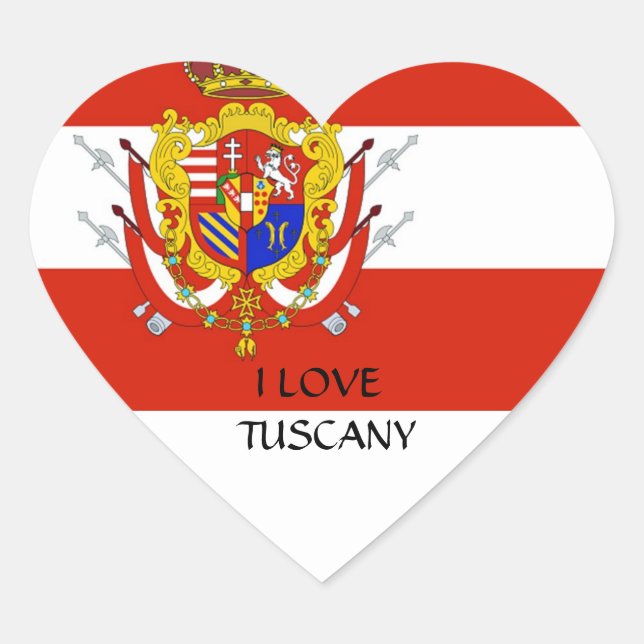 Red White Banner Grand Duchy of Tuscany Heart Sticker (Front)