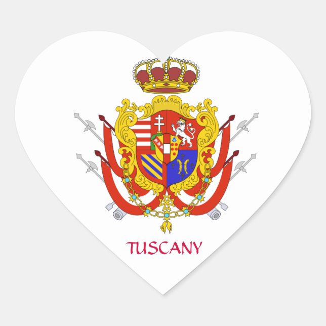 Red White Banner Grand Duchy of Tuscany Heart Sticker (Front)