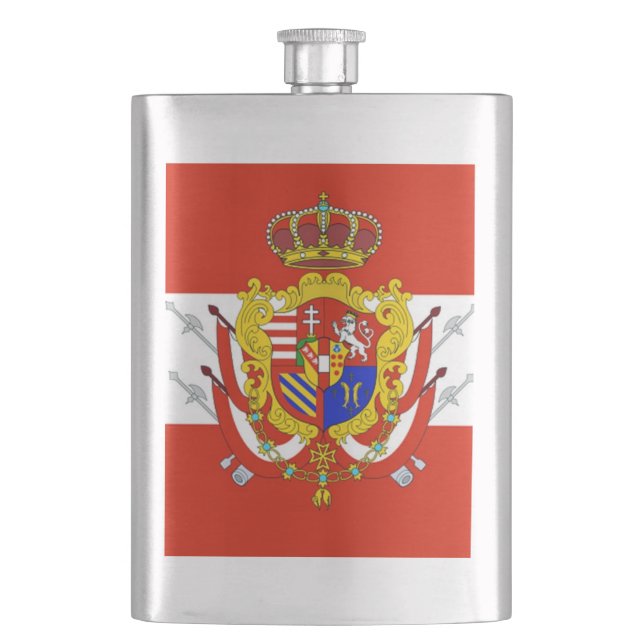Red White Banner Grand Duchy of Tuscany Hip Flask (Front)