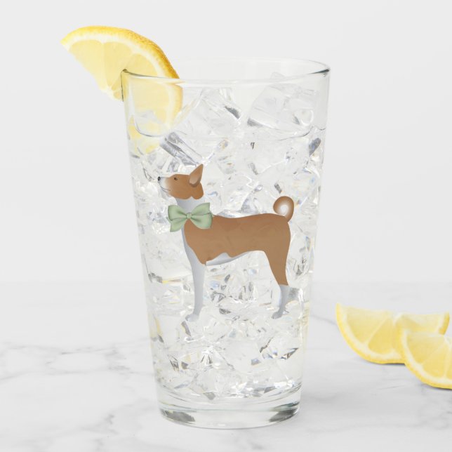 Red & White Basenji Dog  Glass (Front Ice)