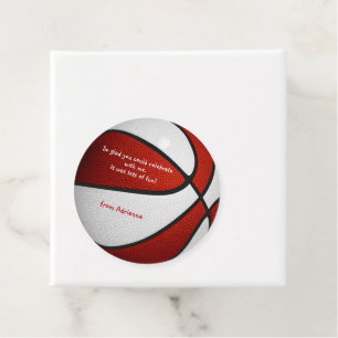red white basketball team colours birthday party favour tags