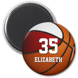 red white basketball team colours personalised magnet