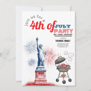 Red, White & BBQ 4th of July Invitation