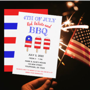 Red, White & BBQ Popsicle Party Invitation