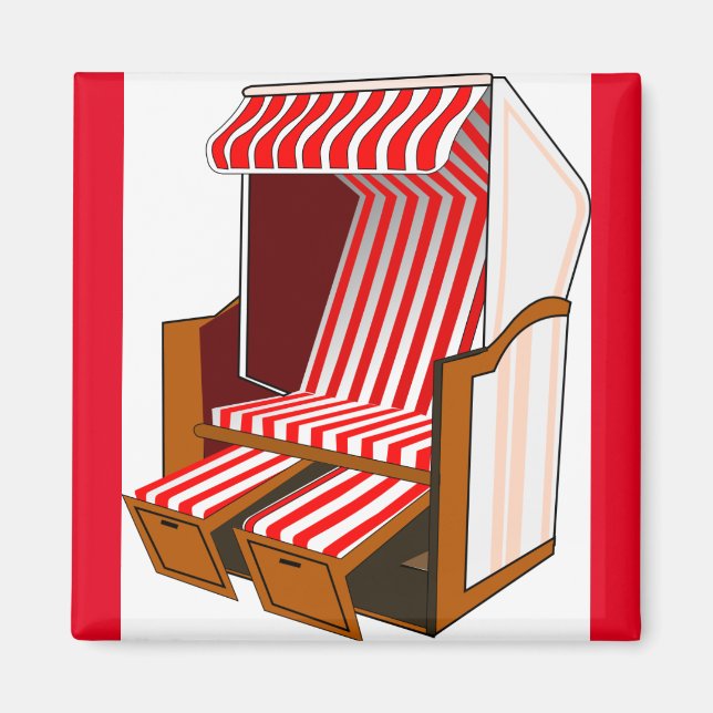 Red & White Beach Chair Theme Magnet (Front)