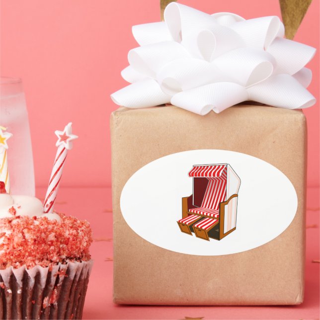 Red & White Beach Chair Theme Stickers (Party)