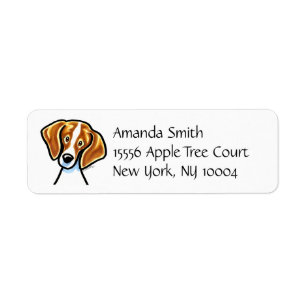 Red/White Beagle Face Off-Leash Art™ Simple Return Address Label