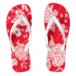 Red White Beautiful Toile Thongs