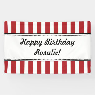 Red White Birthday Banner Stripes