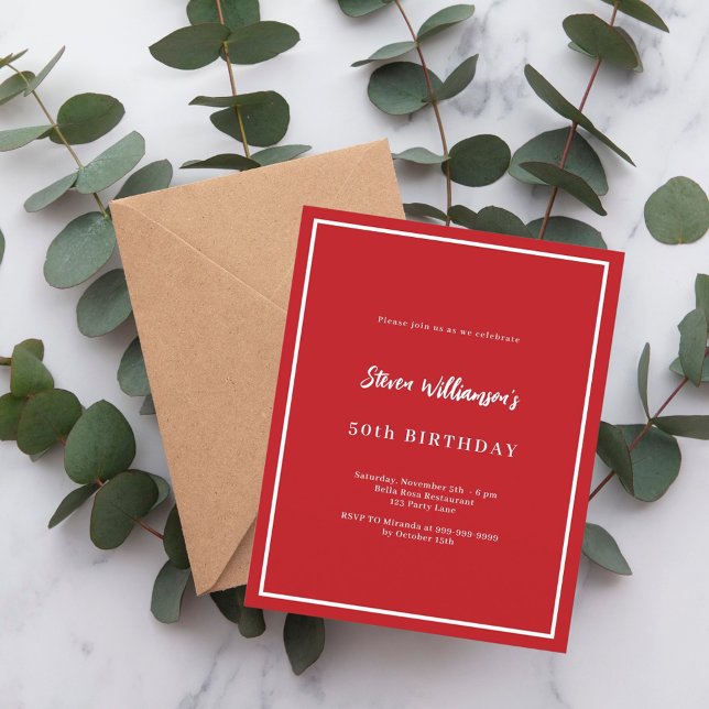 Red white birthday invitation (Creator Uploaded)