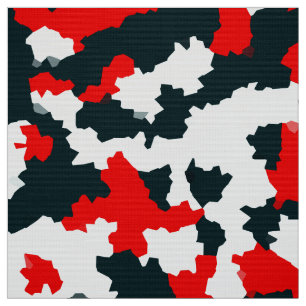 Red White Black Abstract Pattern Fabric