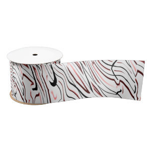 Red White black Abstract stripe design     Satin Ribbon