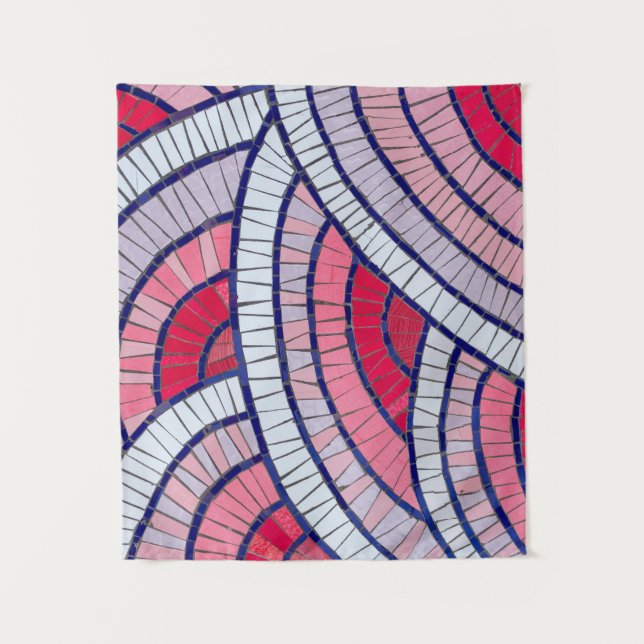 Red, white, black, and pink abstract artwork tapestry (Front)