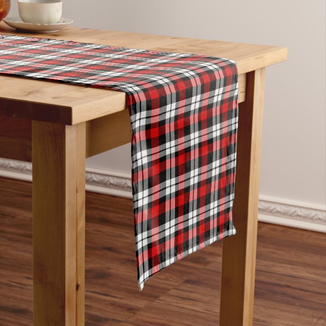 Red White Black Buffalo Check Plaid Pattern Long Table Runner (In Situ)