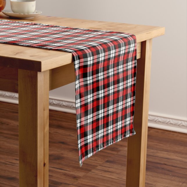 Red White Black Buffalo Check Plaid Pattern Short Table Runner (In Situ)