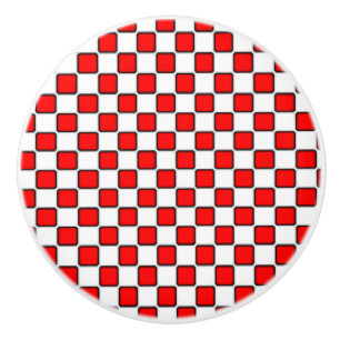 Red White Black Chequerboard Ceramic Knob