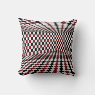 Red White Black Chequered Room High Contrast Cushion