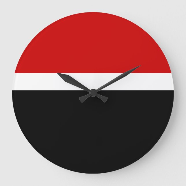 Red White Black Colour Block Style Design  Large Clock (Front)