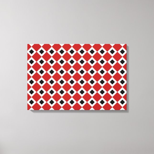 Red, White, Black Diamond Pattern Canvas Print (Front)