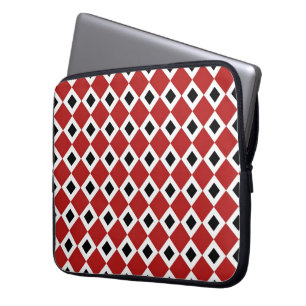Red, White, Black Diamond Pattern Laptop Sleeve